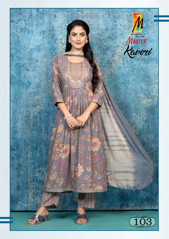 Kaveri By Master Capsule Printed Long Kurti With Bottom Dupatta Wholesale Shop In Surat